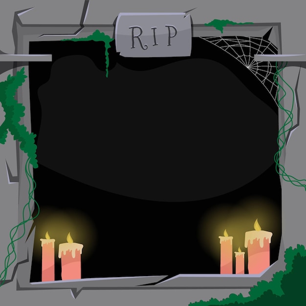 Flat design halloween frame with candles