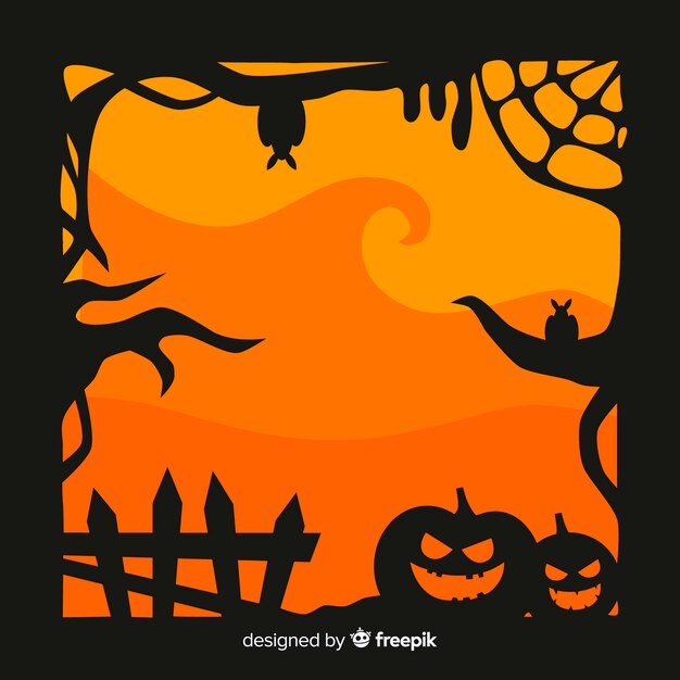 Flat design of halloween frame