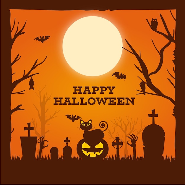 Vettore gratuito cornice di halloween design piatto