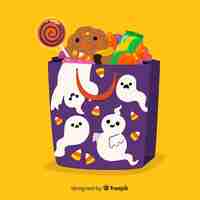 Free vector flat design of halloween ghost bag