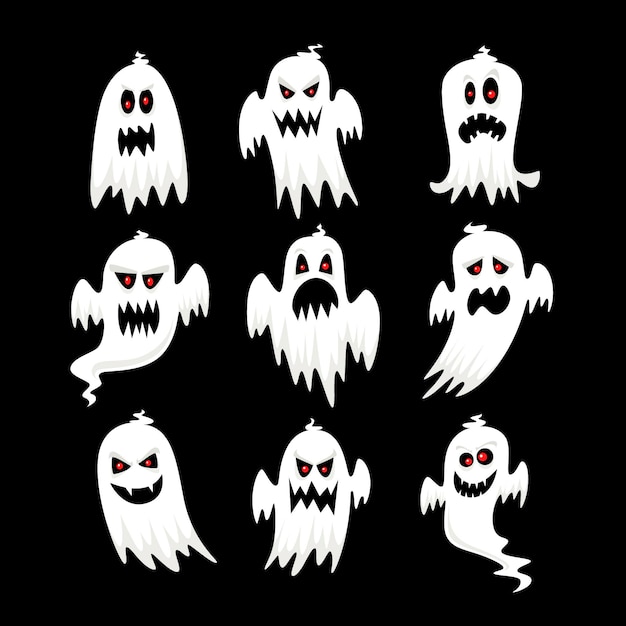 Free vector flat design halloween ghost collection