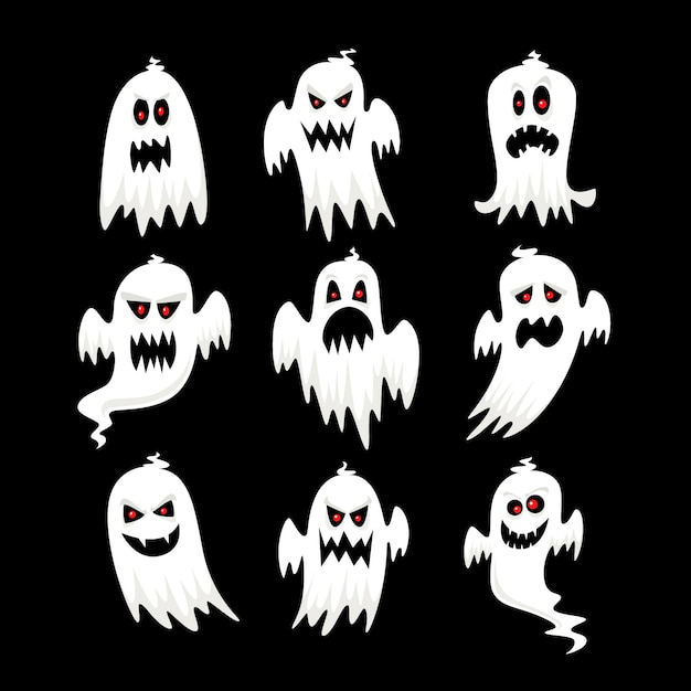 Flat design halloween ghost collection