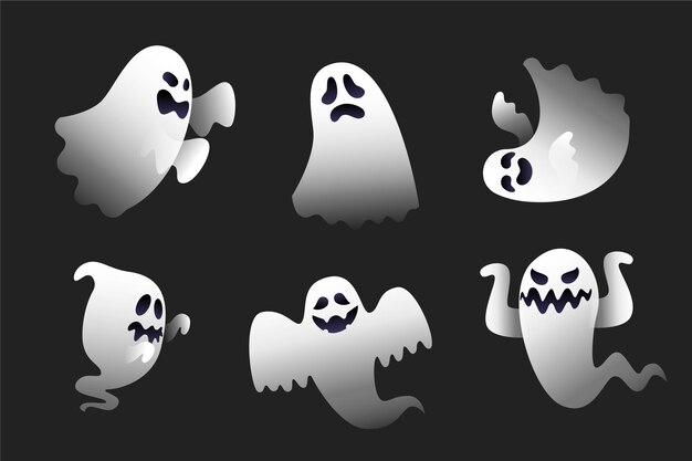 Flat design halloween ghost collection