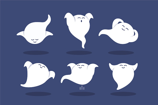 Flat design halloween ghost collection