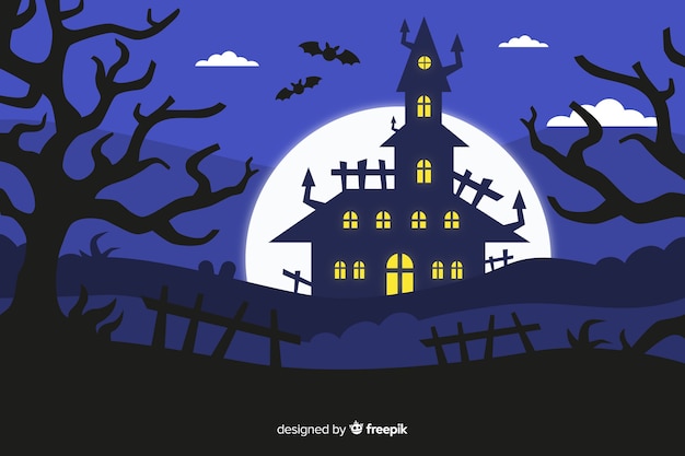 Design piatto della casa stregata di halloween