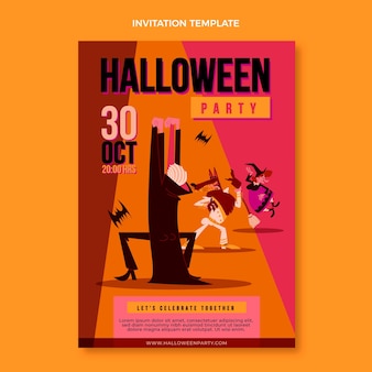 Плоский дизайн приглашения на хэллоуин