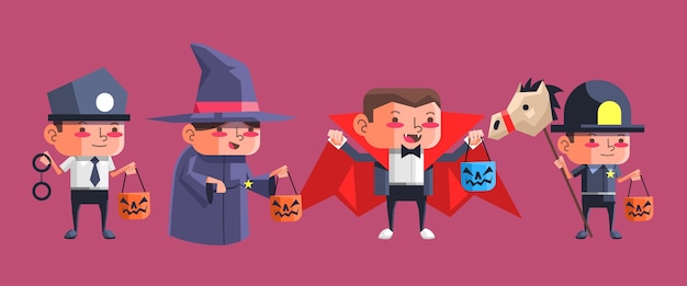 Free vector flat design halloween kid collection