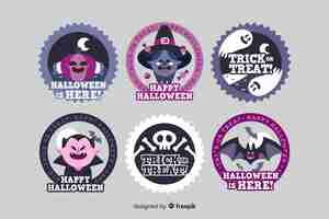 Free vector flat design halloween label collection