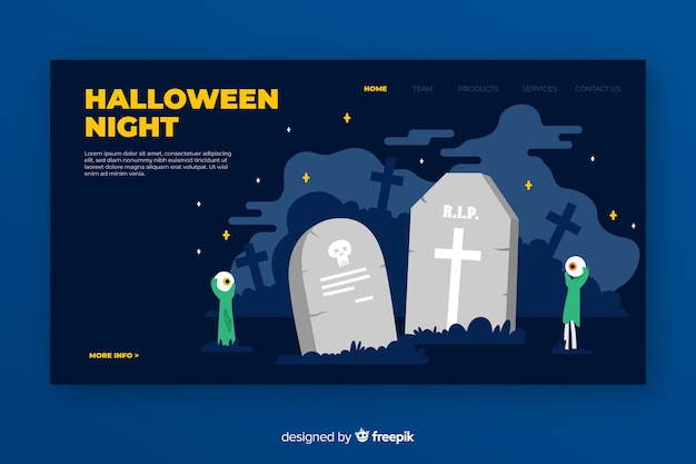 Vettore gratuito pagina di destinazione di halloween design piatto