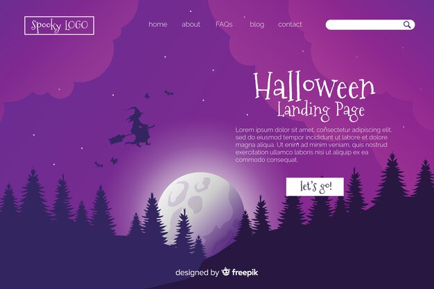 Плоский дизайн Хэллоуин целевой страницы