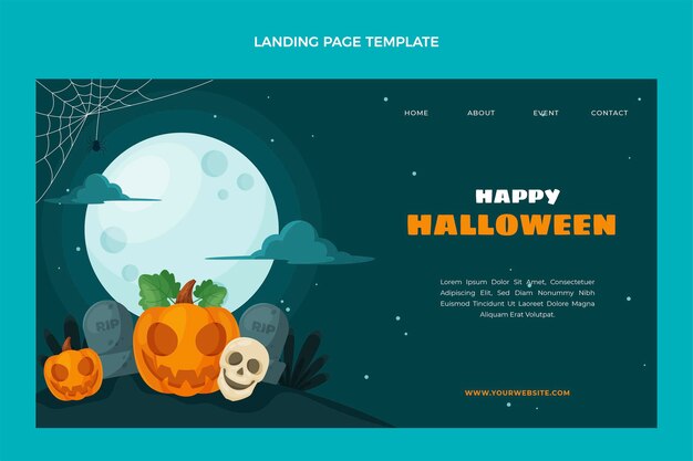 Flat design halloween  landing page