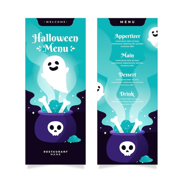 Modello di menu di halloween design piatto