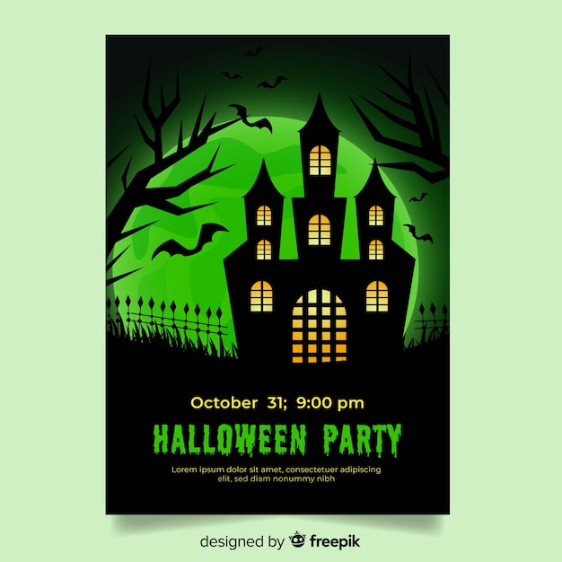 Flat design halloween party poster template