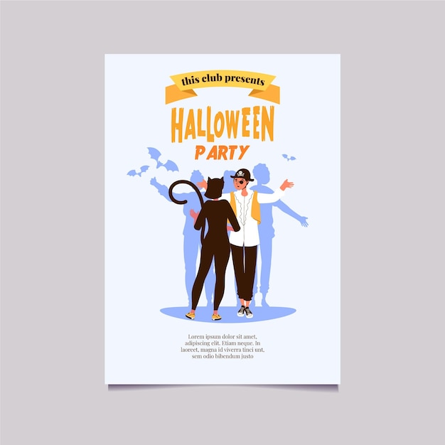 Flat design halloween party poster template