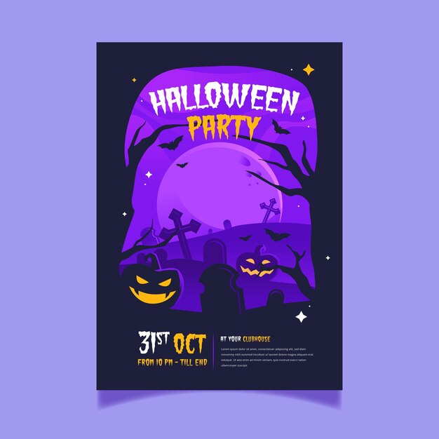 Flat design halloween party poster template