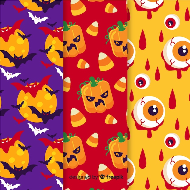 Flat design of  halloween pattern collection