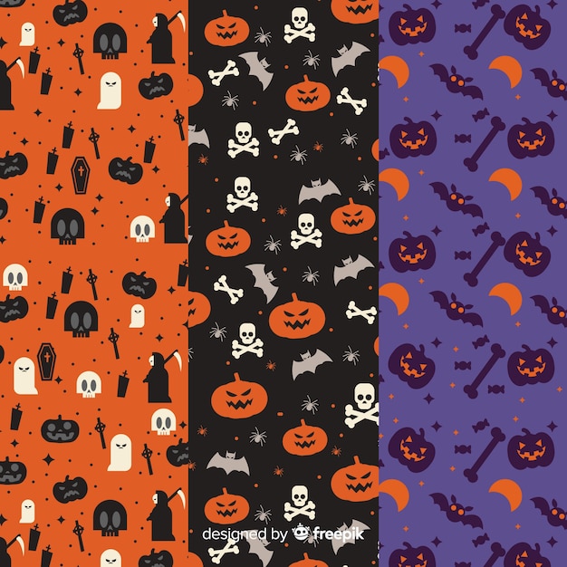 Free vector flat design of halloween pattern collection