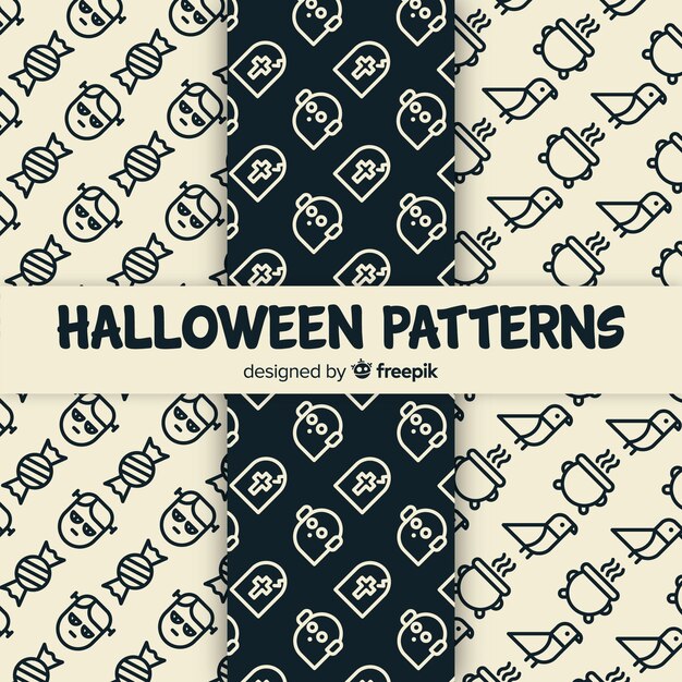 Flat design of halloween pattern collection