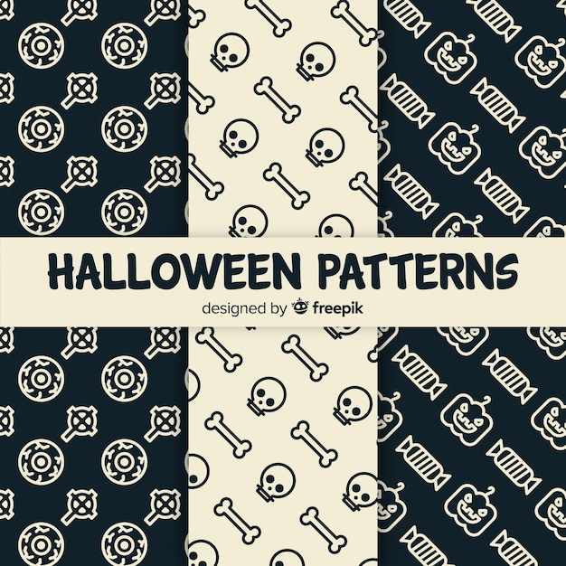 Free vector flat design of halloween pattern collection