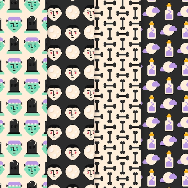 Flat design halloween pattern