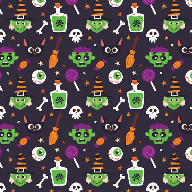 Free vector flat design halloween pattern