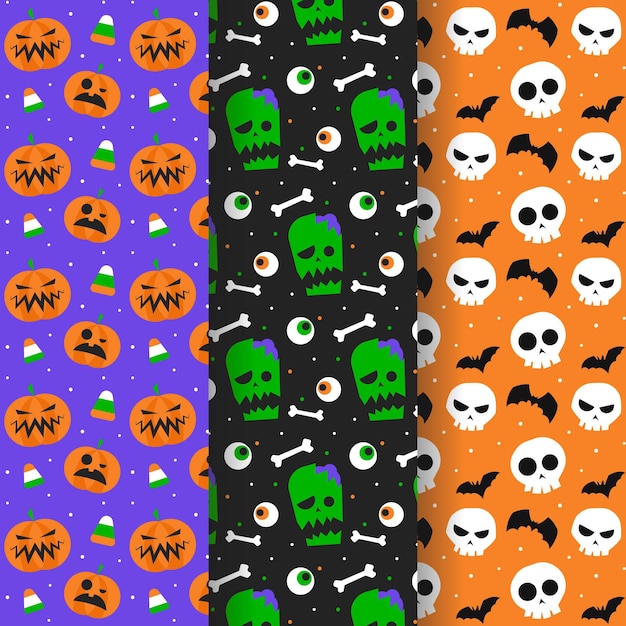 Free vector flat design halloween patterns