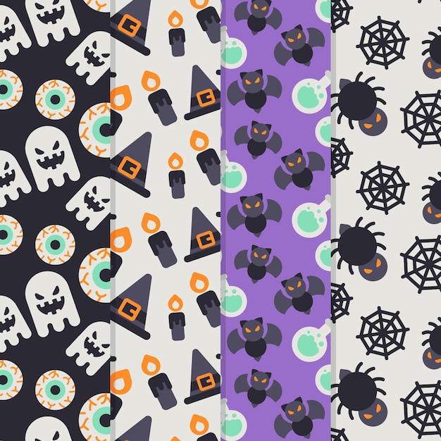 Flat design halloween patterns