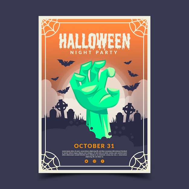 Modello del manifesto di halloween design piatto