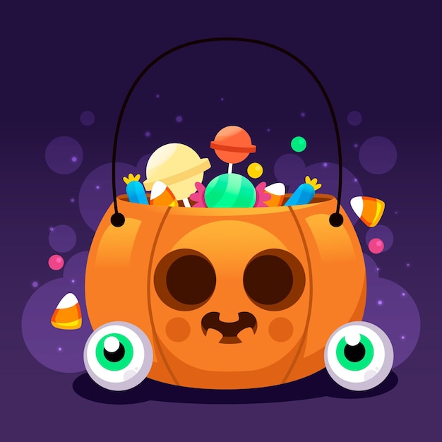 Vettore gratuito borsa zucca di halloween design piatto