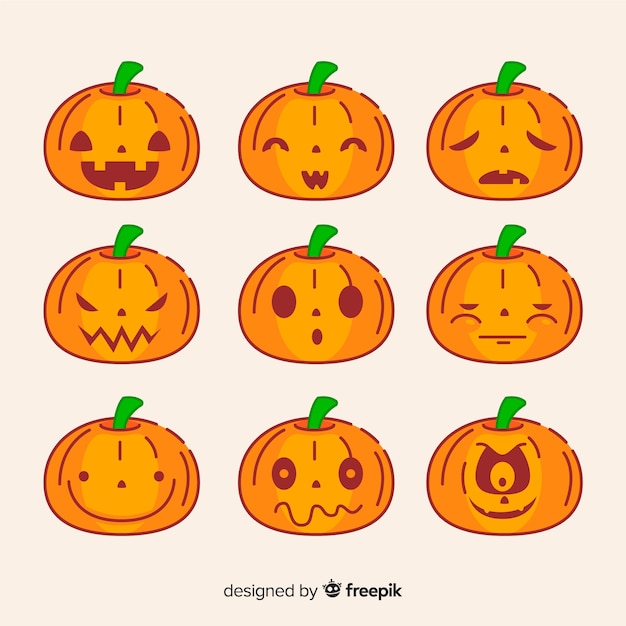 Free vector flat design halloween pumpkin collection