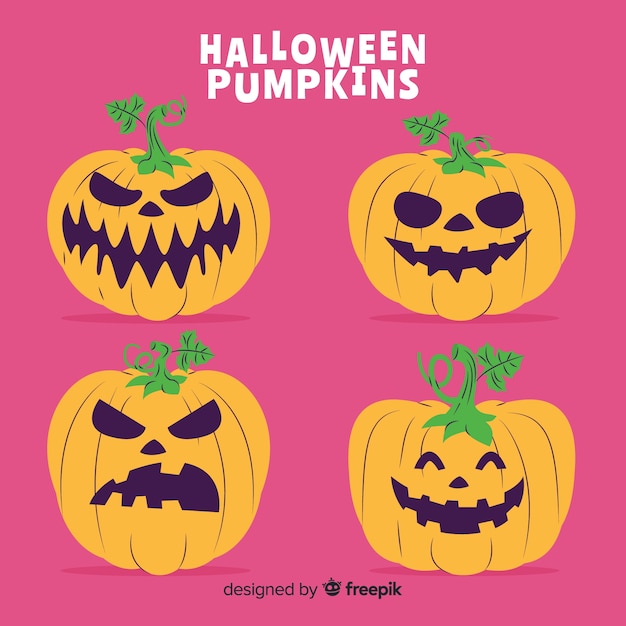 Flat design of halloween pumpkin collection