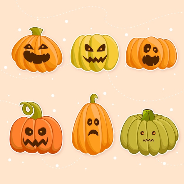 Vettore gratuito collezione di zucca di halloween design piatto