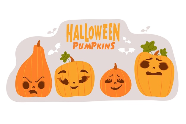 Free vector flat design halloween pumpkin collection