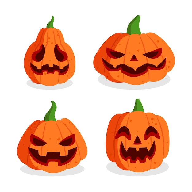 Flat design halloween pumpkin collection