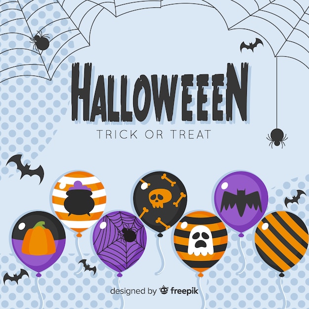 Free vector flat design halloween sale background with balloons