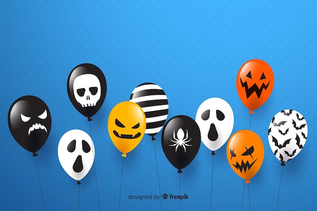 Плоский дизайн Хэллоуин продажа фон с воздушными шарами