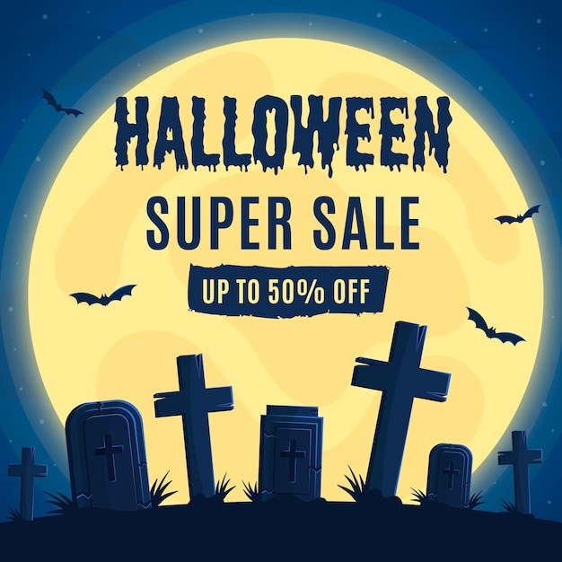 Free vector flat design halloween sale concept