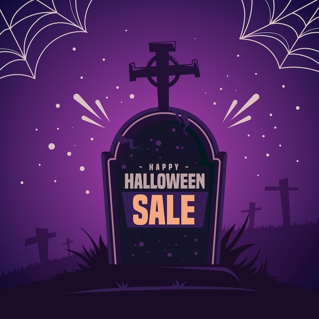 Free vector flat design halloween sale concept