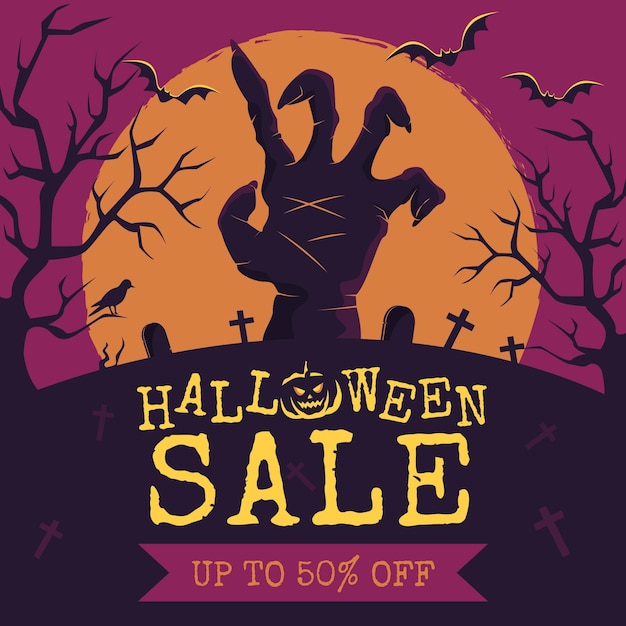 Flat design halloween sale