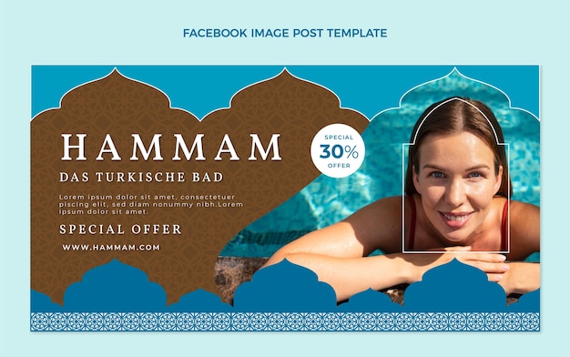 Free vector flat design hammam facebook post