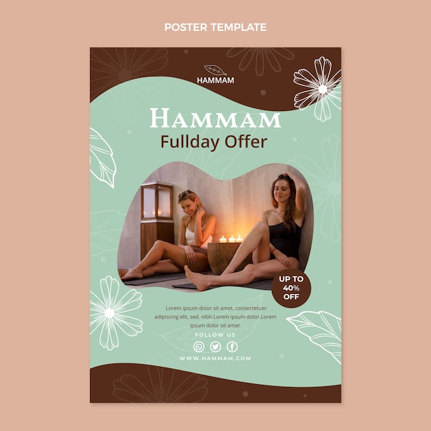 Free vector flat design hammam poster template