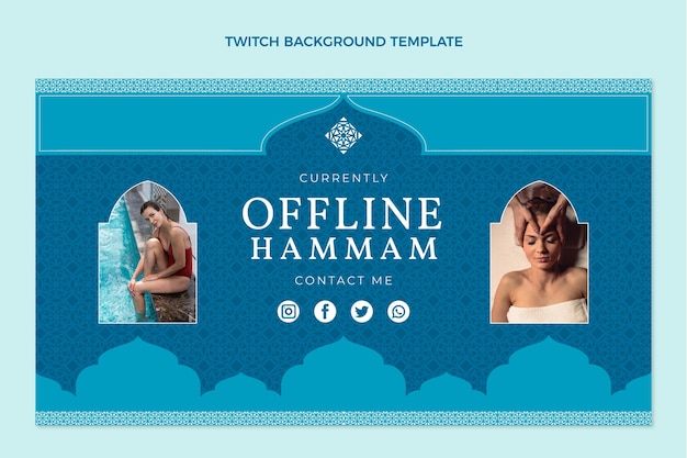 Free vector flat design hammam twitch background