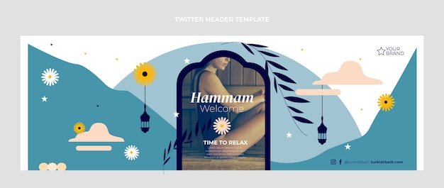 Плоский дизайн шаблона заголовка твиттера хаммам