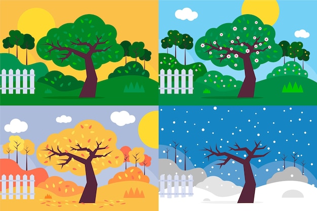 Free vector flat design of hand drawn seasons collection