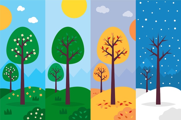 Free vector flat design of hand drawn seasons collection