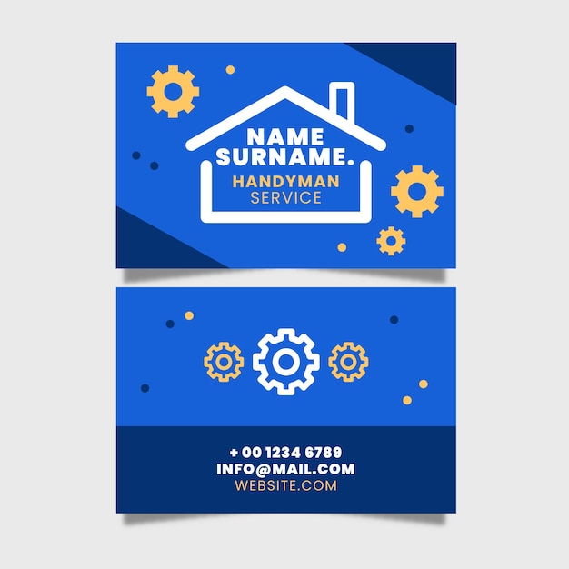 Free vector flat design handyman business cards template