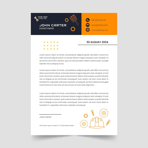 Free vector flat design handyman letter template