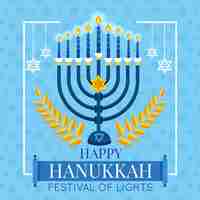 Vettore gratuito concetto di hanukkah design piatto