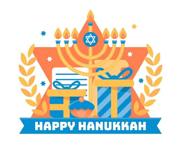 Vettore gratuito concetto di hanukkah design piatto