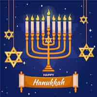 Vettore gratuito concetto di hanukkah design piatto